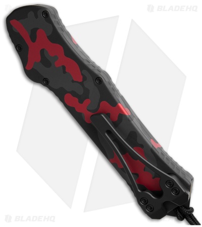 Heretic Knives Hydra Tanto S/A OTF Auto Knife Red Camo (3.6" Two-Tone Full Serr)