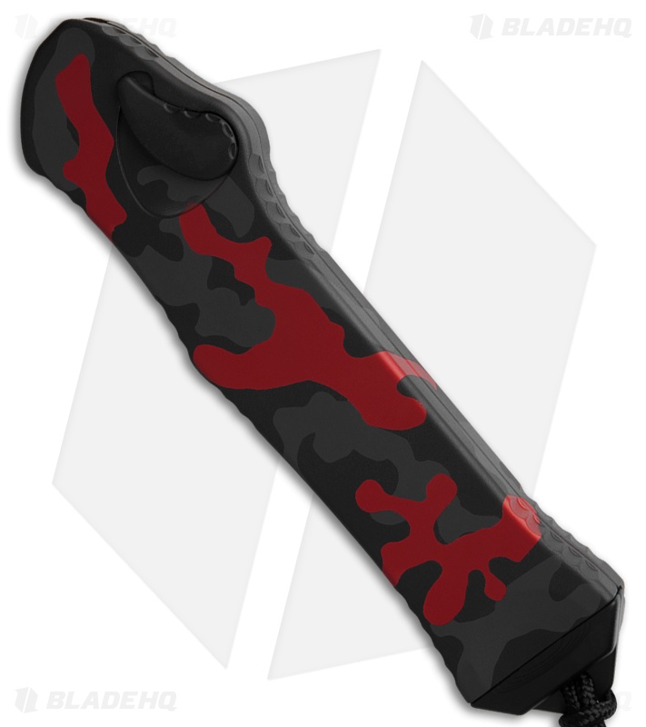 Heretic Knives Hydra Tanto S/A OTF Auto Knife Red Camo (3.6" Two-Tone Full Serr)