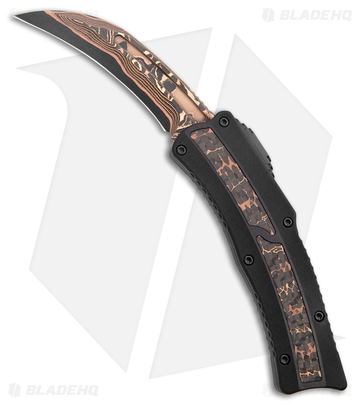 Heretic Knives Custom ROC D/A OTF Automatic Fat Carbon (3" Damascus)