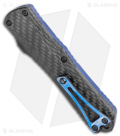 Heretic Knives Manticore-E D/A OTF Knife D/E Blue/CF Back Cover (3.125" DLC)