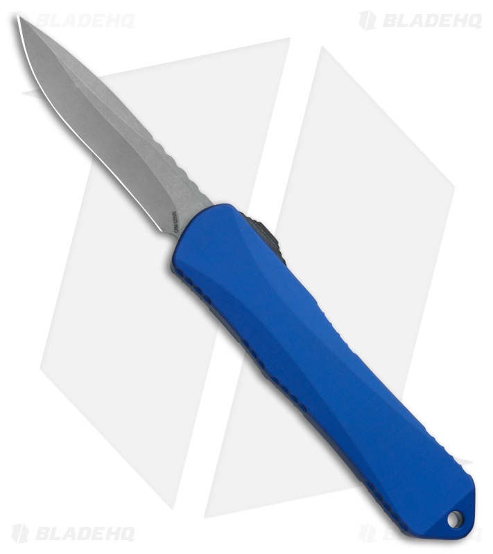Heretic Knives Manticore-E D/A OTF Knife Blue Recurve (3.125" Battleworn)