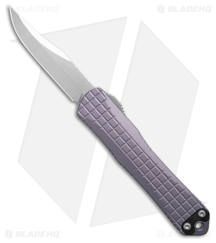 Heretic Knives Manticore S Bowie OTF Knife Gray Frag Aluminum (2.6" Stonewash)