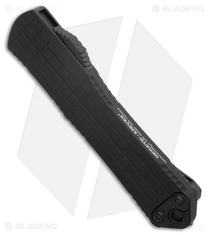 Heretic Knives Manticore S Bowie OTF Knife Black Frag Aluminum (2.6" DLC)