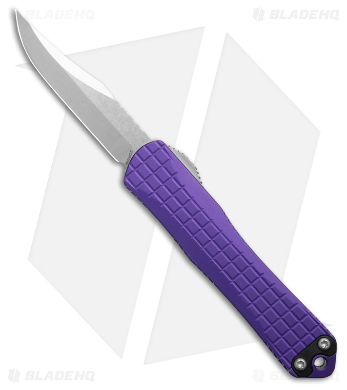 Heretic Knives Manticore S Bowie OTF Knife Purple Frag Aluminum (2.6" Stonewash)