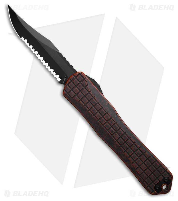 Heretic Knives Manticore X Bowie OTF Knife Breakthrough Orange Al (3.75" DLC Serr)