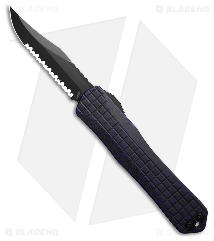 Heretic Knives Manticore X Bowie OTF Knife Breakthrough Purple Al (3.75" DLC Serr)