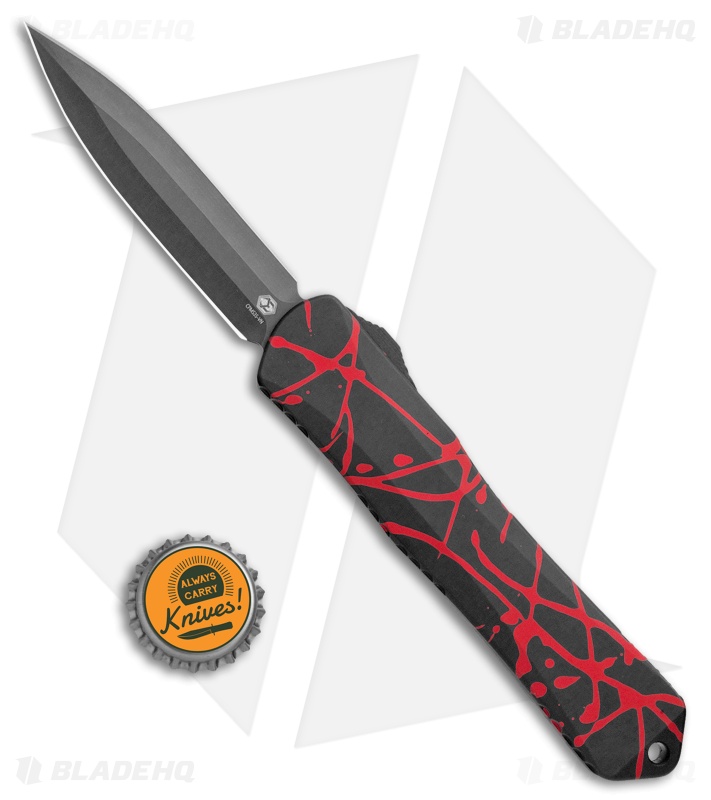 Heretic Knives Manticore-X D/E OTF Black w/ Red Splash (3.75" DLC)