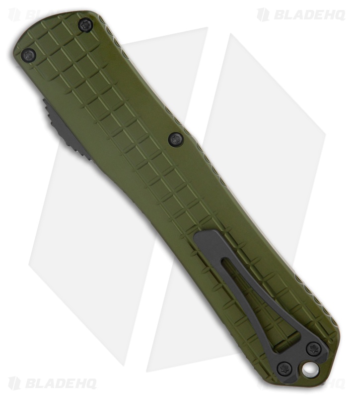 Heretic Knives Manticore X Recurve OTF Knife Green Frag Aluminum (3.75" DLC)