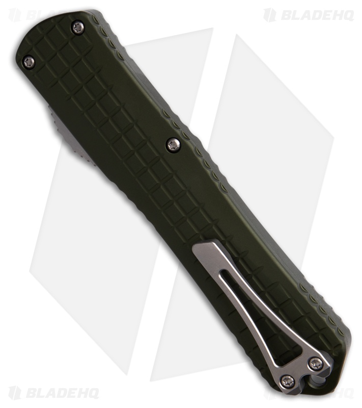 Heretic Knives Manticore X Recurve OTF Knife OD Green Frag Aluminum (3.75" SW)