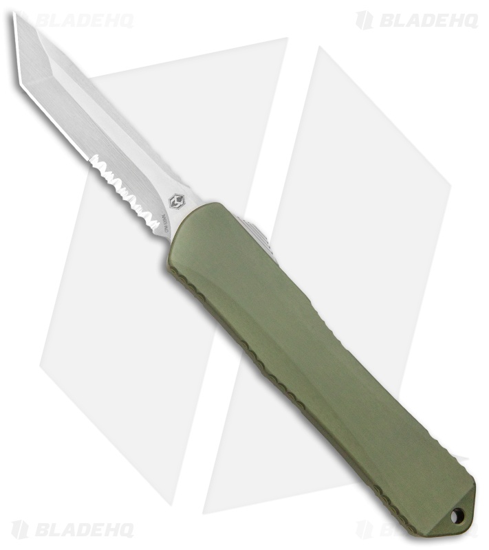 Heretic Knives Manticore-X Tanto OTF Knife OD Green (3.75" Stonewash Serr)