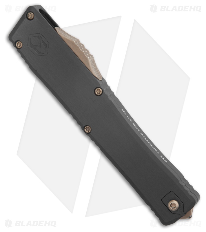 Heretic Knives NYX Prototype OTF Knife Black w/ Bronze Hardware (3.75" Two-Tone)