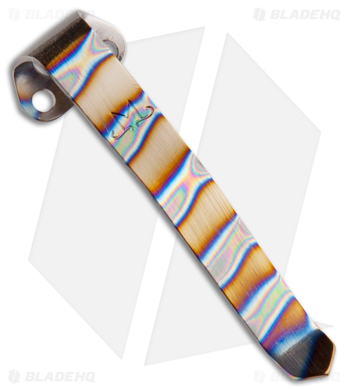 Maverick Customs Titanium Heretic Manticore Pocket Clip - Flame Stripe