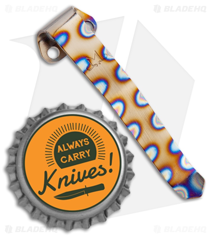 Maverick Customs Titanium Heretic Manticore Pocket Clip - Flame Stripe Edges