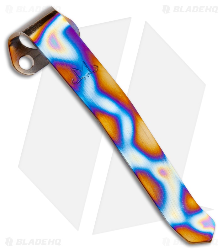 Maverick Customs Titanium Heretic Manticore Pocket Clip - Snake Flame Stripe
