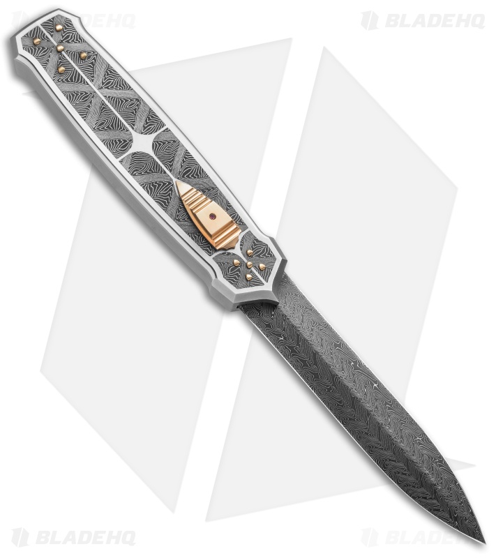 J.A. Harkins HHK 'Price' Dagger D/A OTF Automatic Knife Gold (5" Damascus)