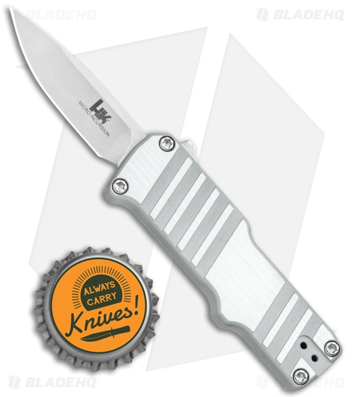 HK Micro Incursion OTF Automatic Knife Brushed Aluminum (1.9" Stonewash)