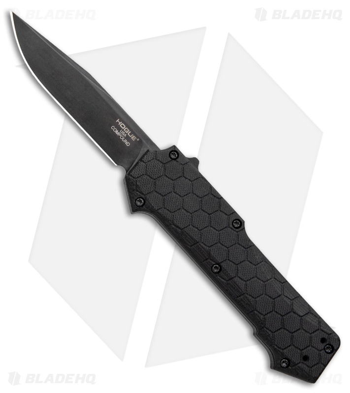 Hogue Knives Compound OTF Automatic Knife Clip Point Black (3.5" Black) 34036