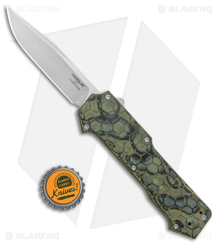 Hogue Knives Compound OTF Automatic Knife Clip Point Green (3.5" SW) 34038