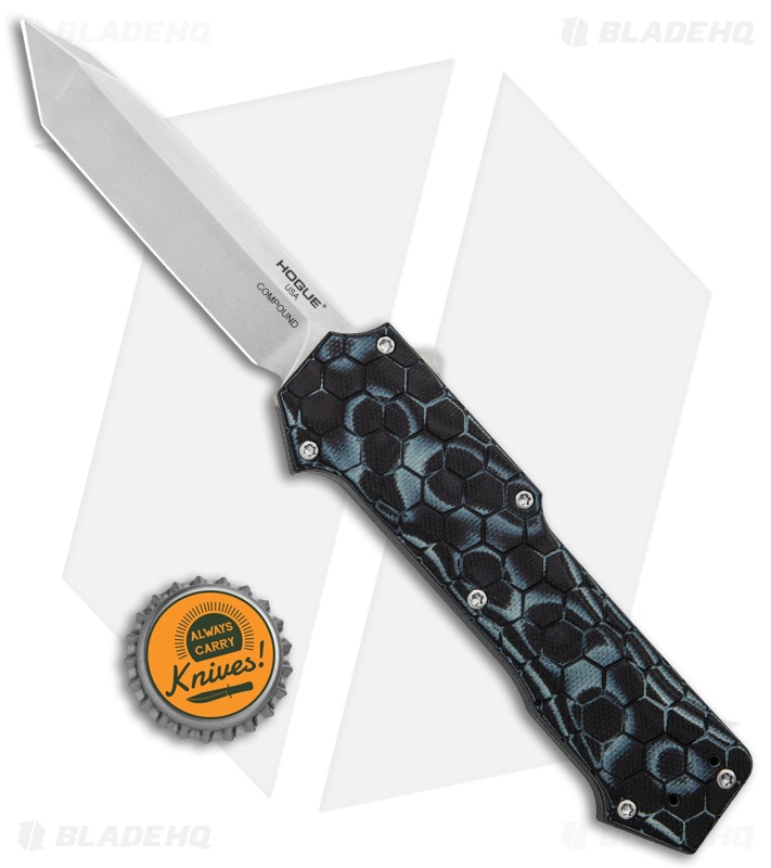 Hogue Knives Compound OTF Automatic Knife Tanto Black (3.5" Stonewash) 34029