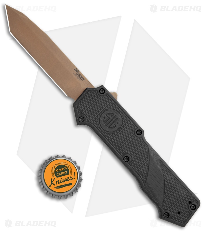 Hogue Knives SIG Compound OTF Auto Tanto Black G-10 FDE PVD - Blade HQ