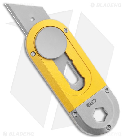 CJRB Breeze Manual Utility OTF Knife Gray Steel/Yellow Aluminum (0.8" Satin)