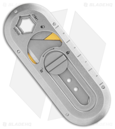 CJRB Breeze Manual Utility OTF Knife Gray Steel/Yellow Aluminum (0.8" Satin)