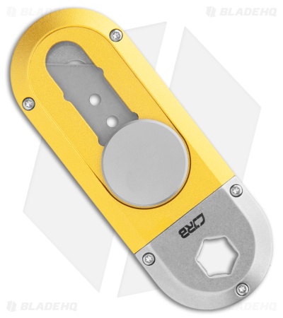 CJRB Breeze Manual Utility OTF Knife Gray Steel/Yellow Aluminum (0.8" Satin)