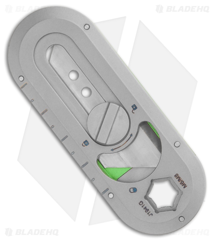 CJRB Breeze Manual Utility OTF Knife Titanium/Green Aluminum (0.8" Satin)