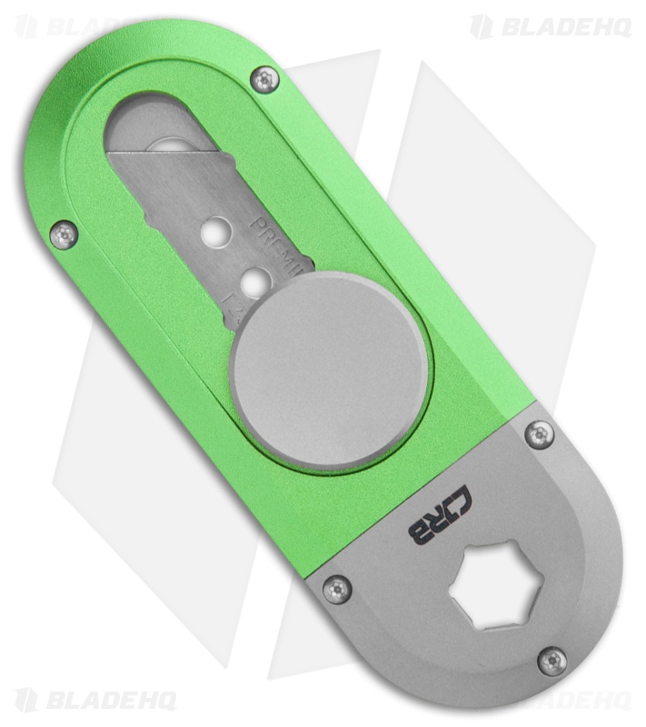 CJRB Breeze Manual Utility OTF Knife Titanium/Green Aluminum (0.8" Satin)