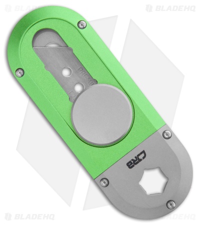 CJRB Breeze Manual Utility OTF Knife Titanium/Green Aluminum (0.8" Satin)