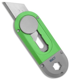 CJRB Breeze Manual Utility OTF Knife Titanium/Green Aluminum (0.8" Satin)