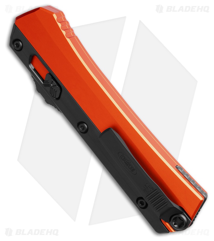 Microtech Glykon D/E OTF Automatic Knife Orange Aluminum/Black Ti (3.75" Black)