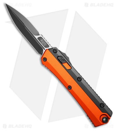 Microtech Glykon D/E OTF Automatic Knife Orange Aluminum/Black Ti (3.75" Black)