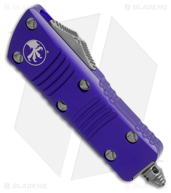 Microtech Mini Troodon Hellhound SS OTF Automatic Knife Purple Al (1.9" Satin)