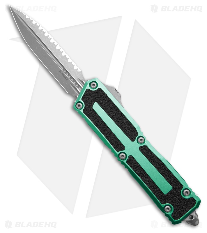 Microtech Scarab II Gen III D/E OTF Knife Turquoise Aluminum (4" Apoc Full Serr)