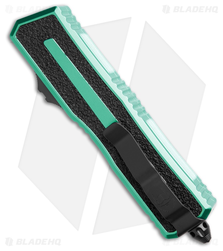 Microtech Scarab II Gen III D/E OTF Knife Turquoise Aluminum (4" Black Serr)