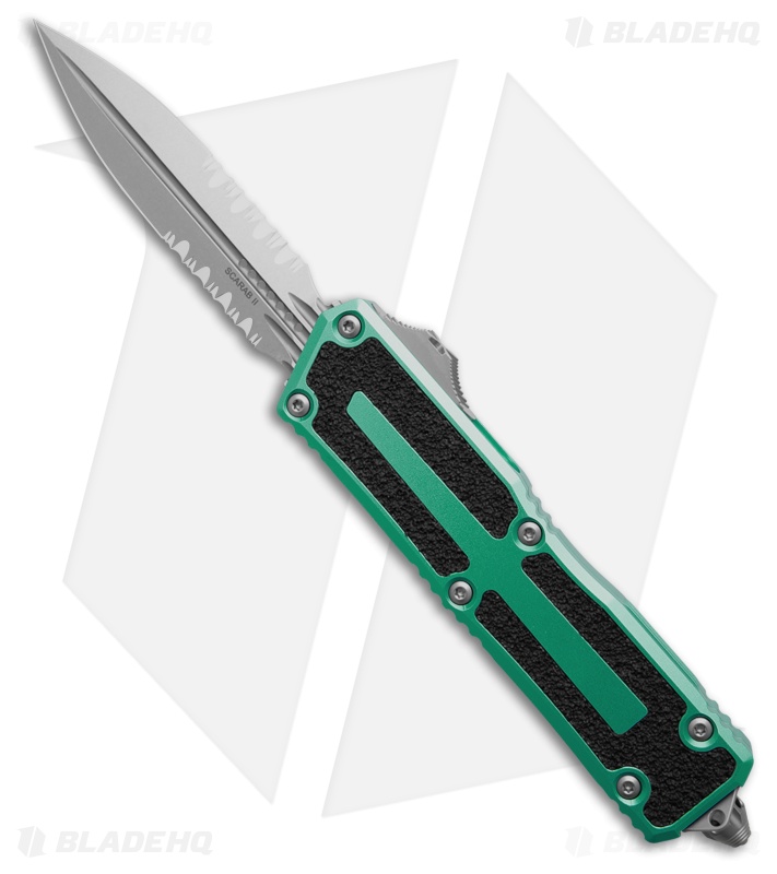 Microtech Scarab II Gen III D/E OTF Knife Turquoise Aluminum (4" SW Serr)