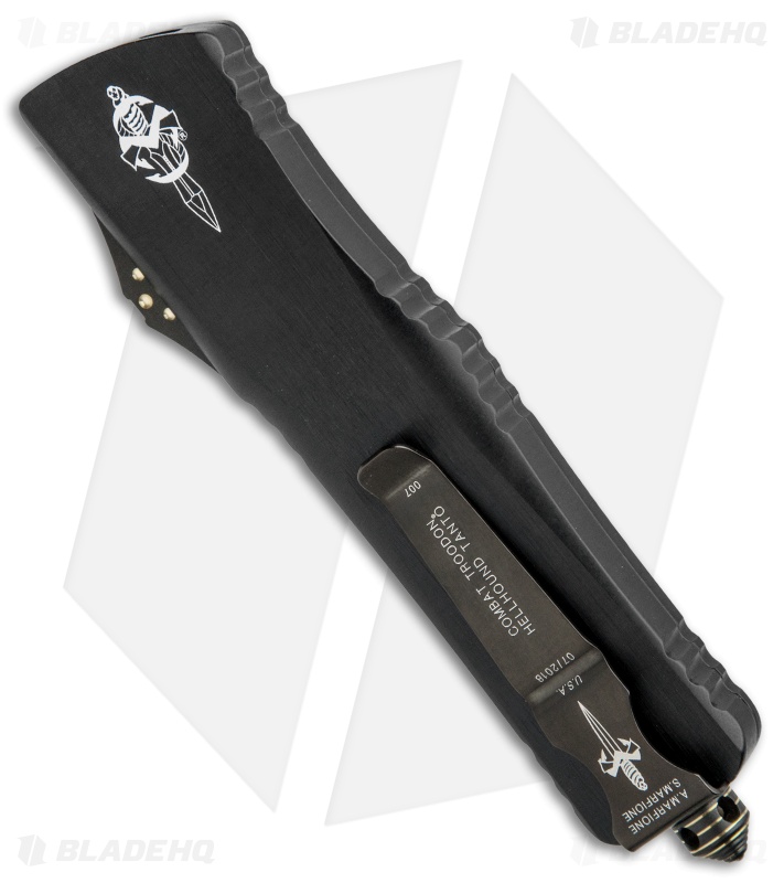 Marfione Custom Combat Troodon Hellhound Tanto OTF w/ Brass Ring HW (Damascus)
