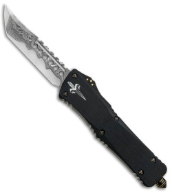 Marfione Custom Combat Troodon Hellhound Tanto OTF w/ Brass Ring HW (Damascus)