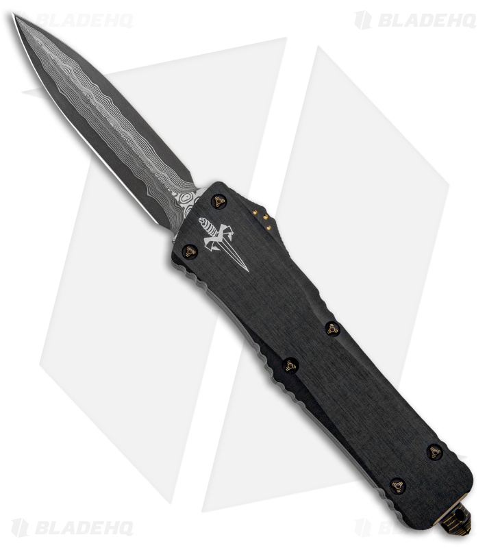 Marfione Custom Combat Troodon D/E OTF Knife Black (3.8" Cowry-X Damascus)
