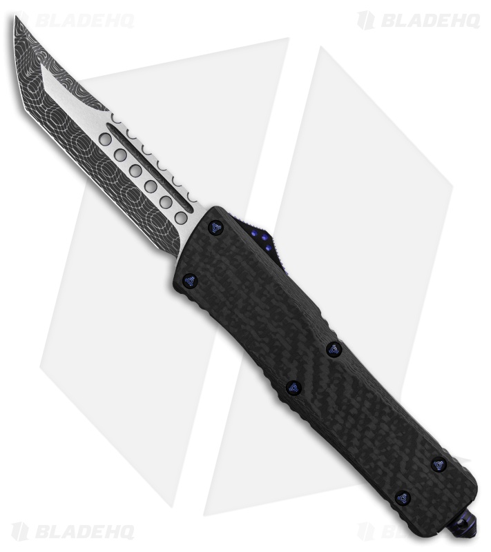 Marfione Custom Combat Troodon Hellhound OTF Knife CF/Ti (3.8" Spiro Damascus)