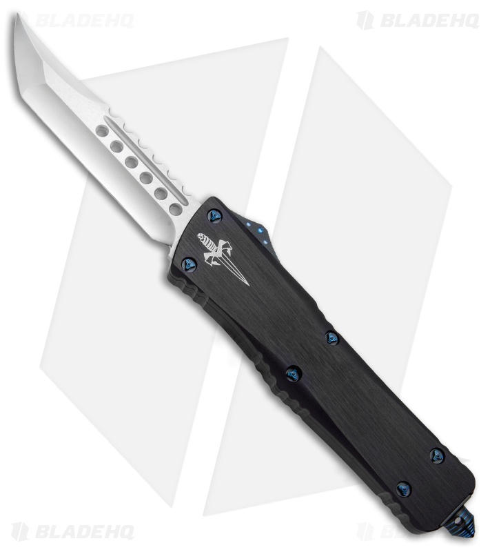 Marfione Custom Combat Troodon Hellhound Tanto OTF Knife Black Aluminum (Mirror)