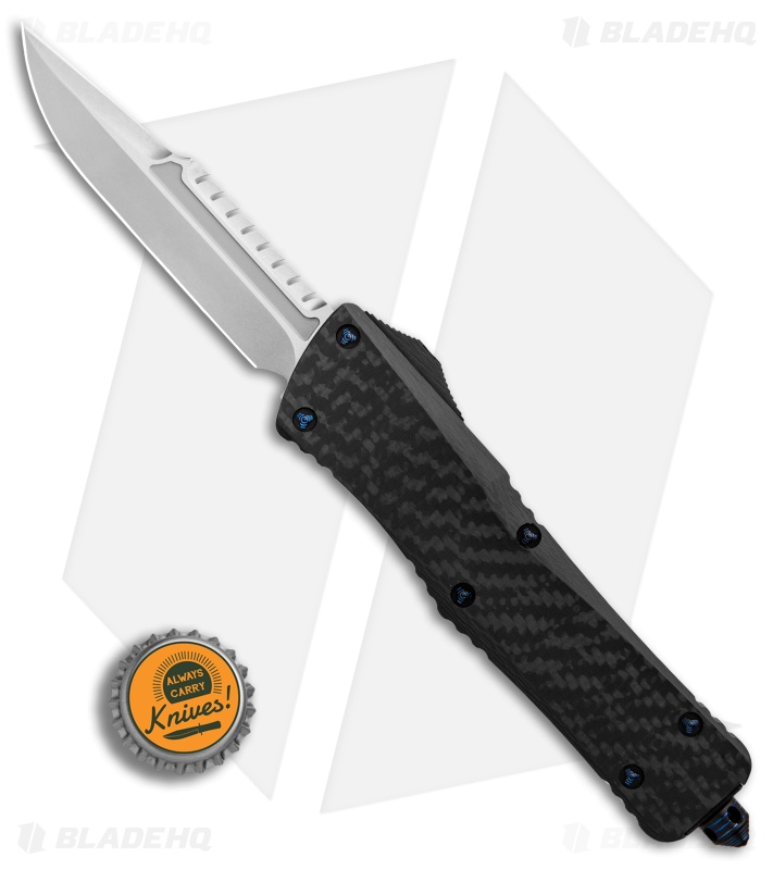 Marfione Custom Combat Troodon Interceptor OTF CF/Blue Ti (3.8" Two-Tone SW)