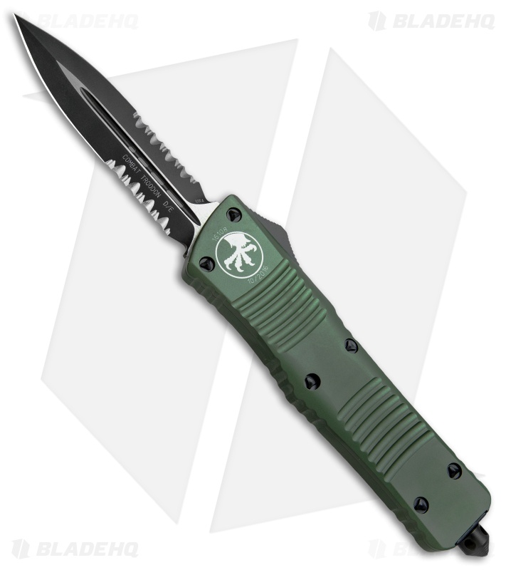 Microtech Combat Troodon D/E OTF Automatic Knife Green (3.8" Black Serr) 142-2OD
