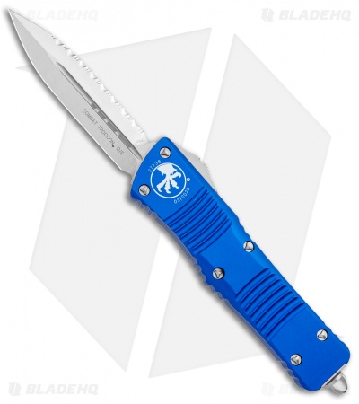 Microtech Combat Troodon OTF Knife D/E Dagger Blue (3.8" Stonewash Full Serr)