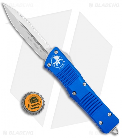 Microtech Combat Troodon OTF Knife D/E Dagger Blue (3.8" Stonewash Full Serr)