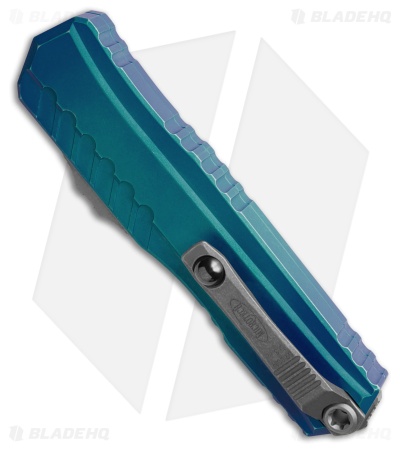 Microtech Cypher II D/E OTF Knife Marbled Blue Aluminum (3.5" Apocalyptic)