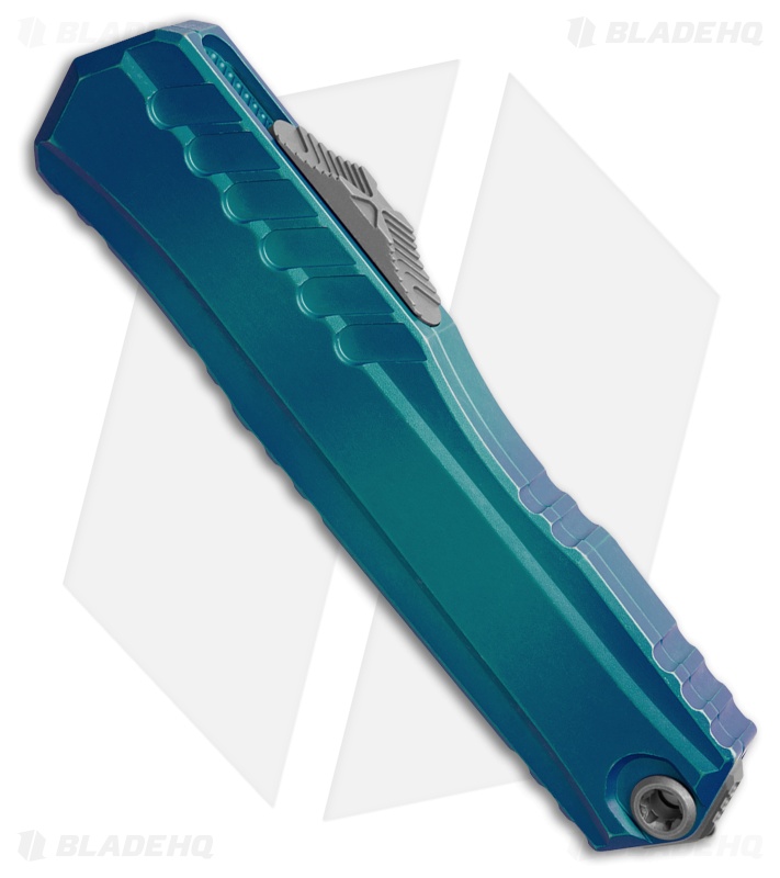 Microtech Cypher II D/E OTF Knife Marbled Blue Aluminum (3.5" Apocalyptic)