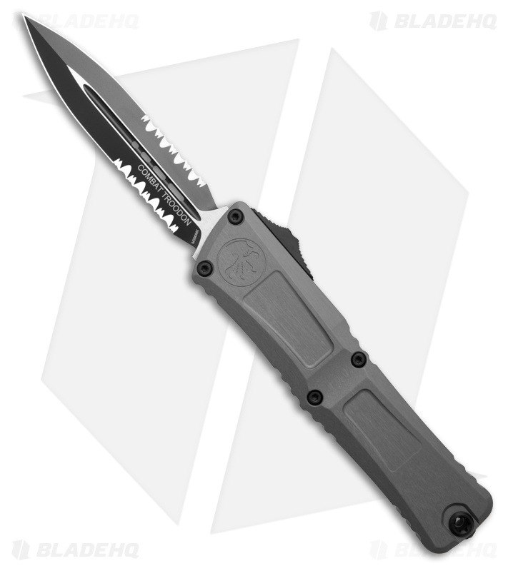 Microtech Combat Troodon D/E Gen III OTF Knife Natural Clear Al (4" Black Serr)