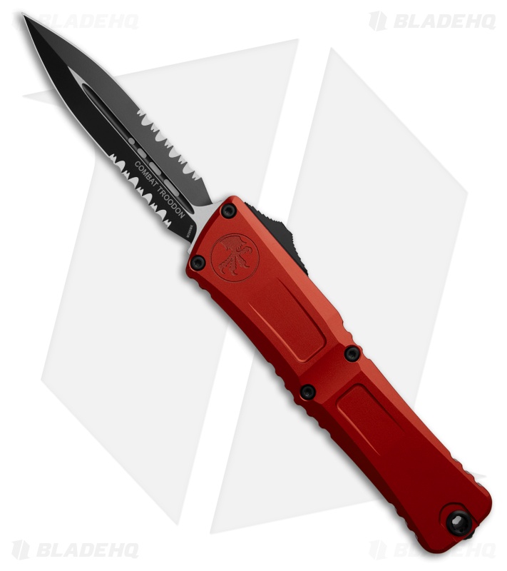 Microtech Combat Troodon Gen III D/E OTF Knife Red (4" Black Serr) 1142-2RD
